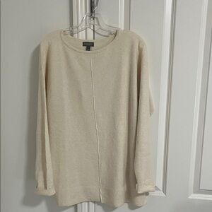 Style and Co Cream Crewneck Sweater with Center Seam